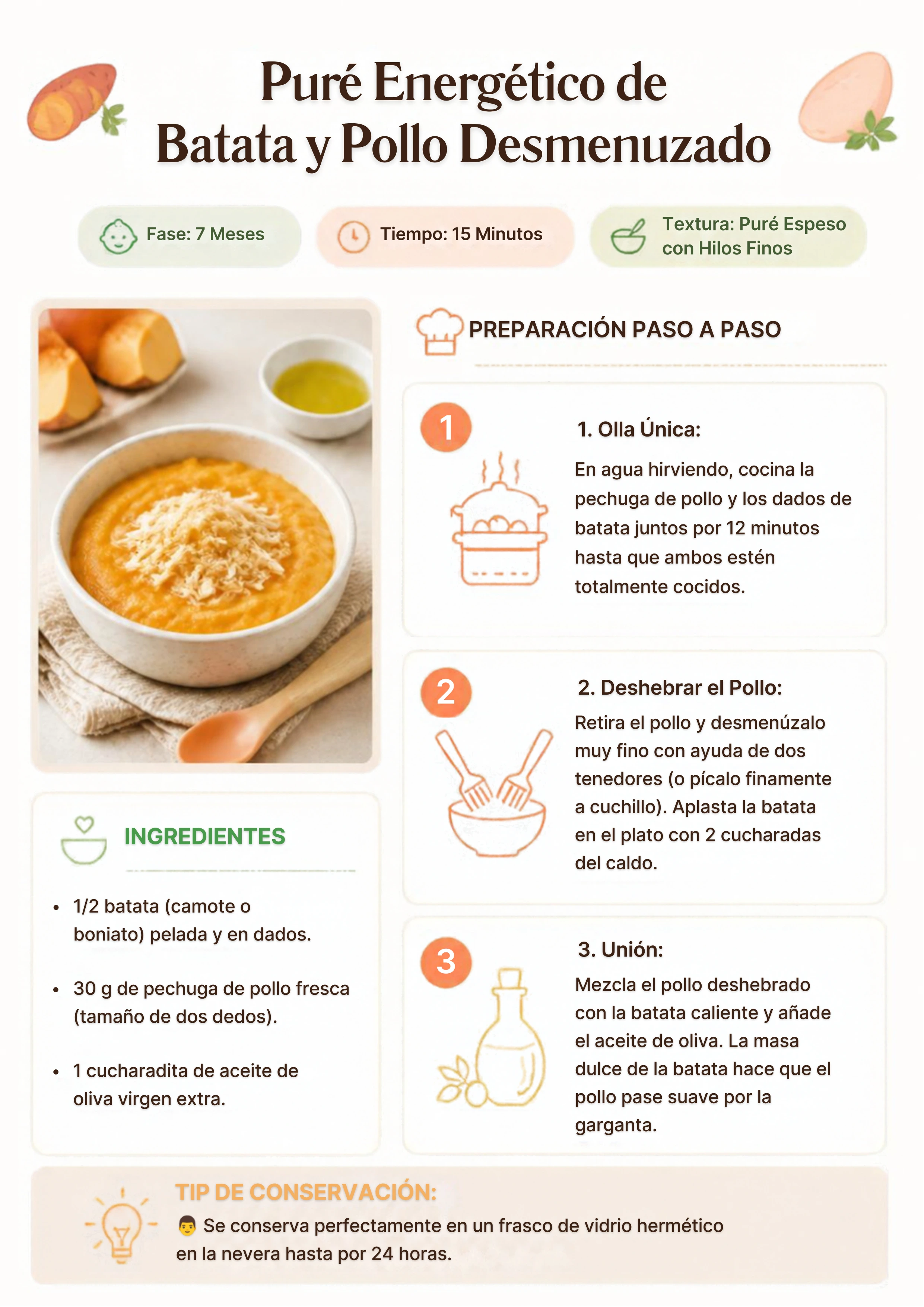 Receta 4: Puré Energético de Batata y Pollo