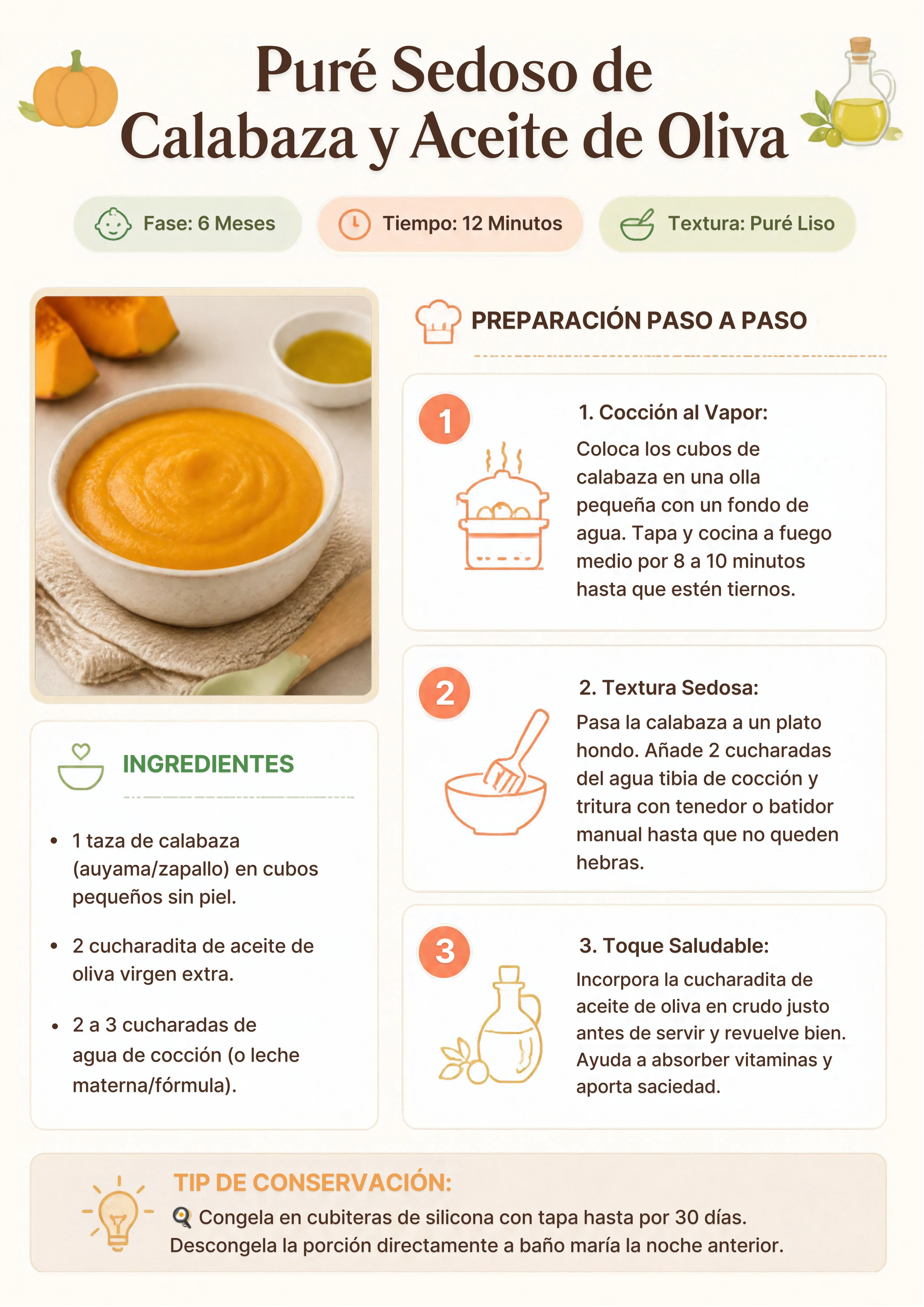 Receta 1: Puré Sedoso de Calabaza y Aceite de Oliva